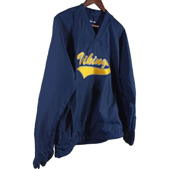 Sport-Tek Pullover Windbreaker Track Jacket Mens Small Blue Yellow Vikings Y2K - Picture 4 of 10